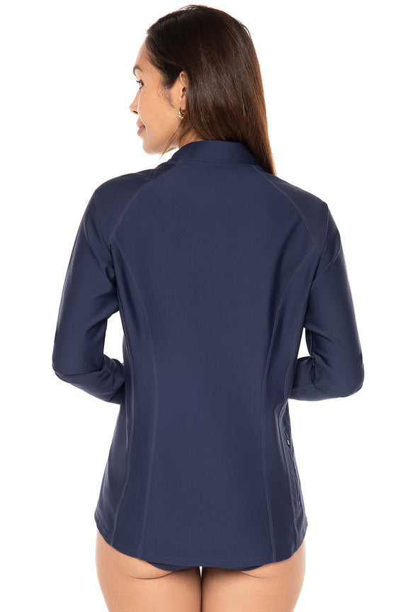 Women's Freestyle Long Sleeve Quarter Zip Rash Guard | Black UPF 50+