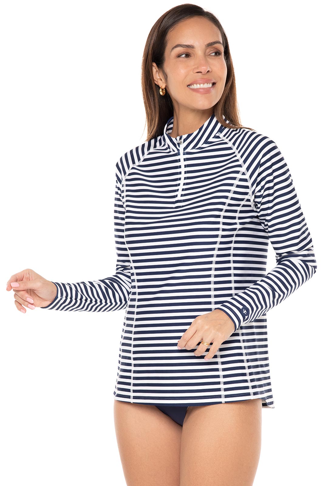 Women's Freestyle Long Sleeve Quarter Zip Rash Guard | White/Navy ...