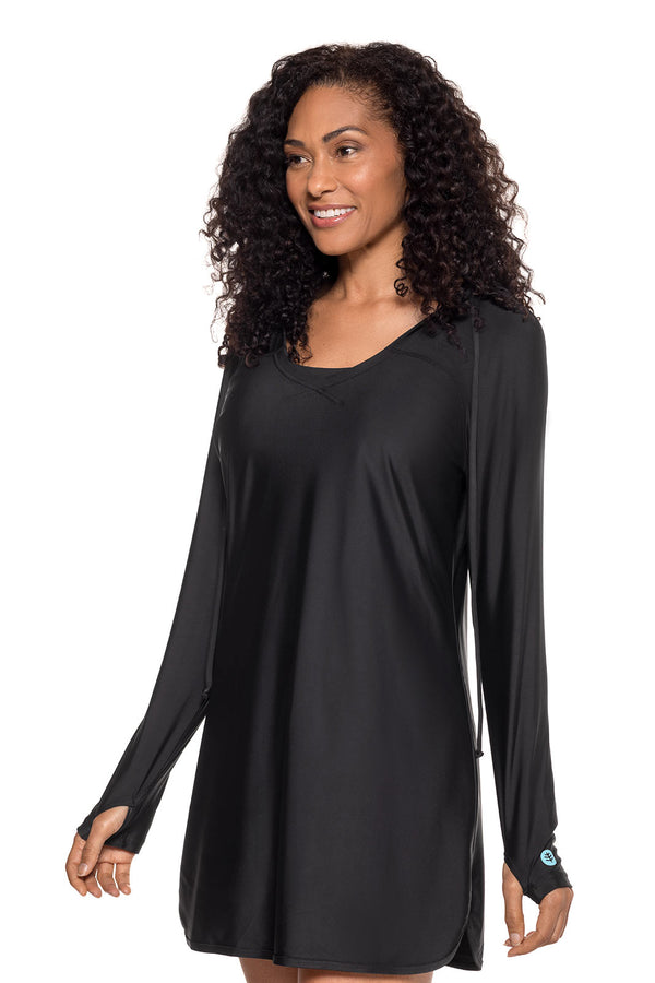women's black swim dress Shaping Full Coverage Multipurpose Swim Dress 700 Black / XL