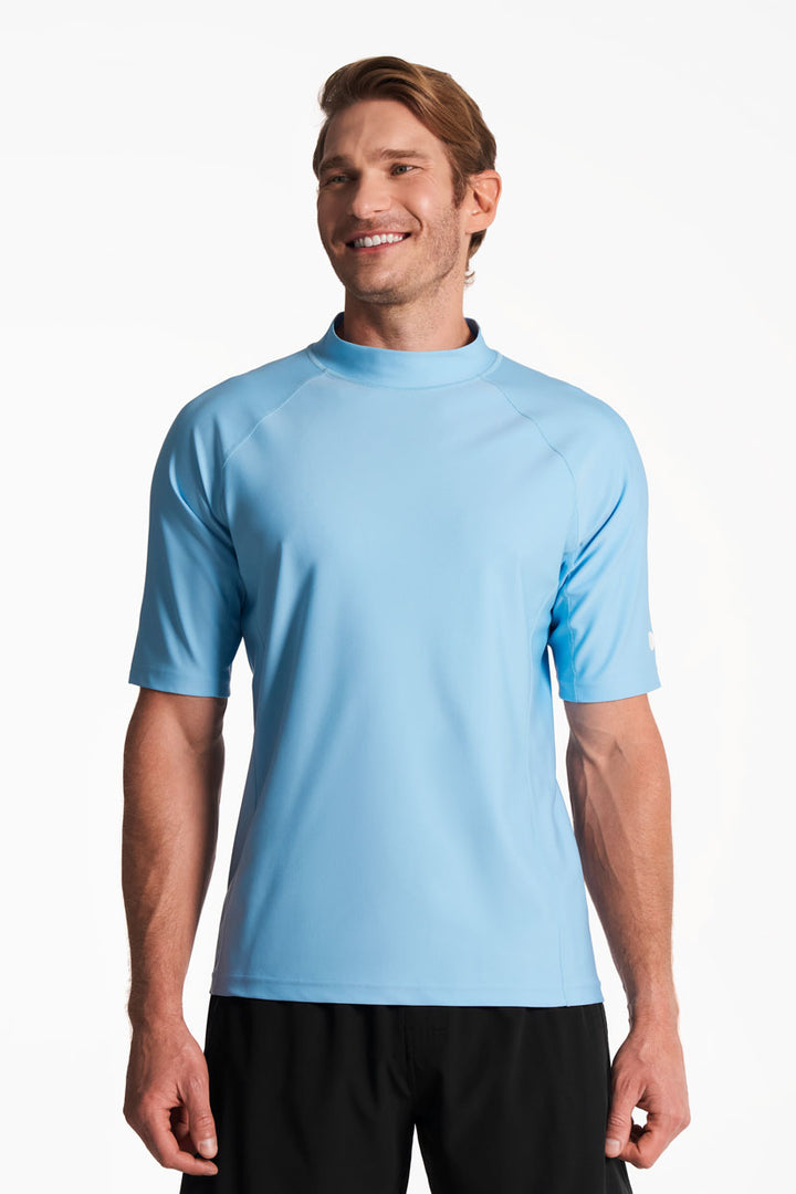 Men's Tulum Short Sleeve Surf Rash Guard | Arctic Blue UPF 50+