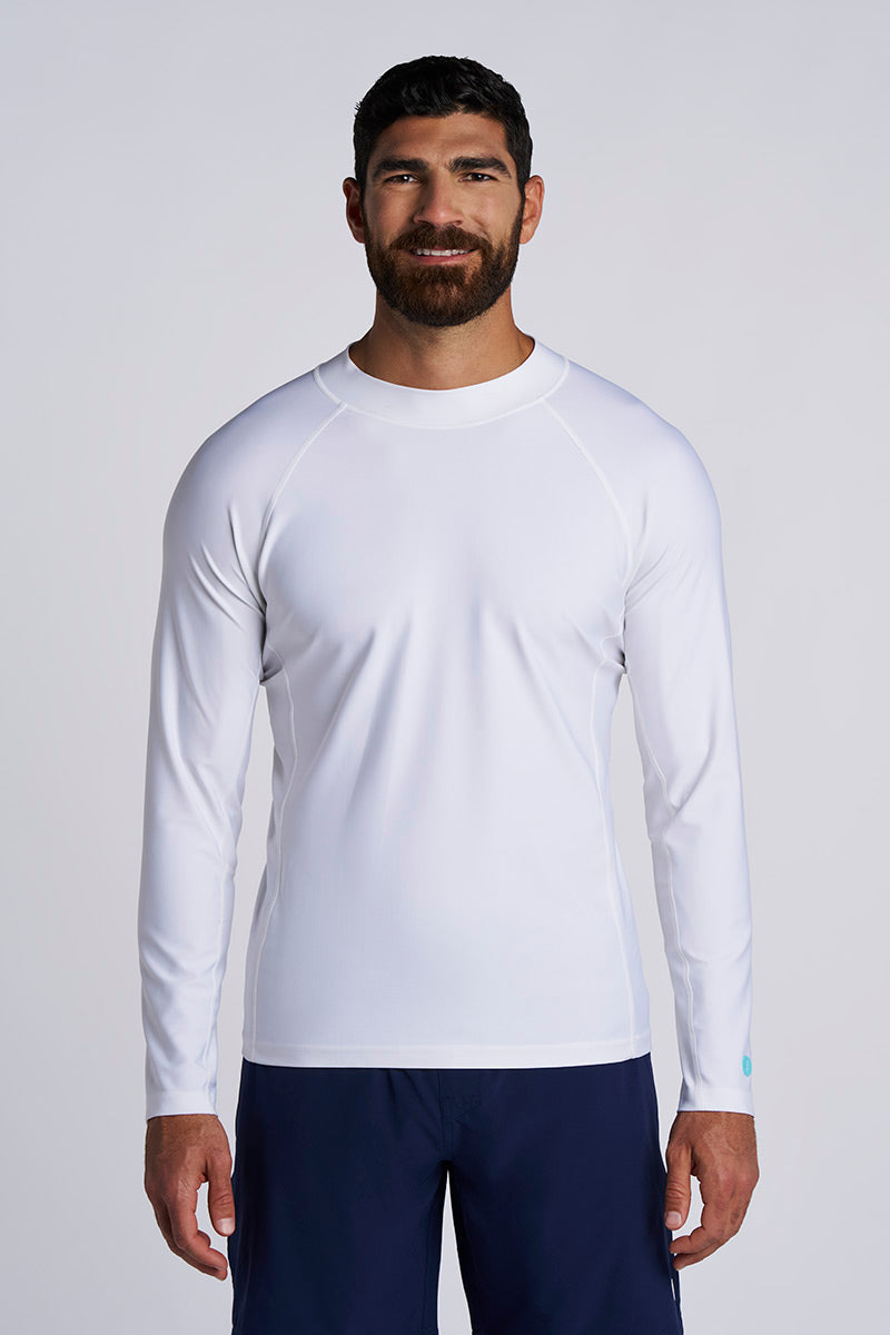 Men's Tulum Long Sleeve Surf Rash Guard | White UPF 50+