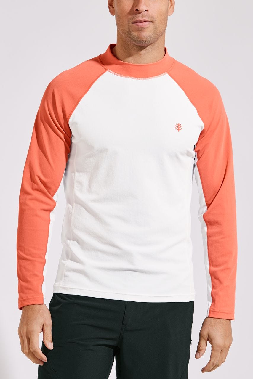 Men's Surf Long Sleeve Rash Guard | Soft Coral Colorblock UPF 50+
