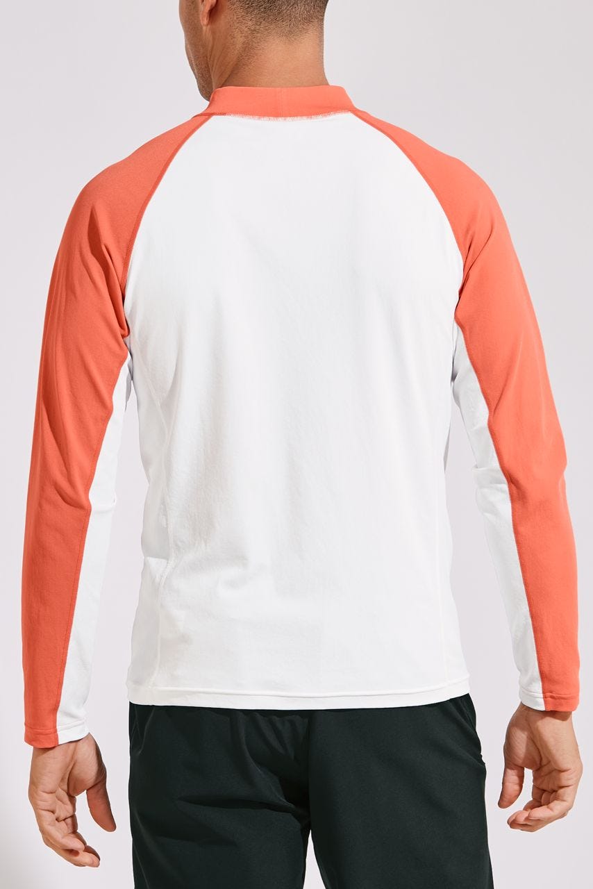 Men's Surf Long Sleeve Rash Guard | Soft Coral Colorblock UPF 50+