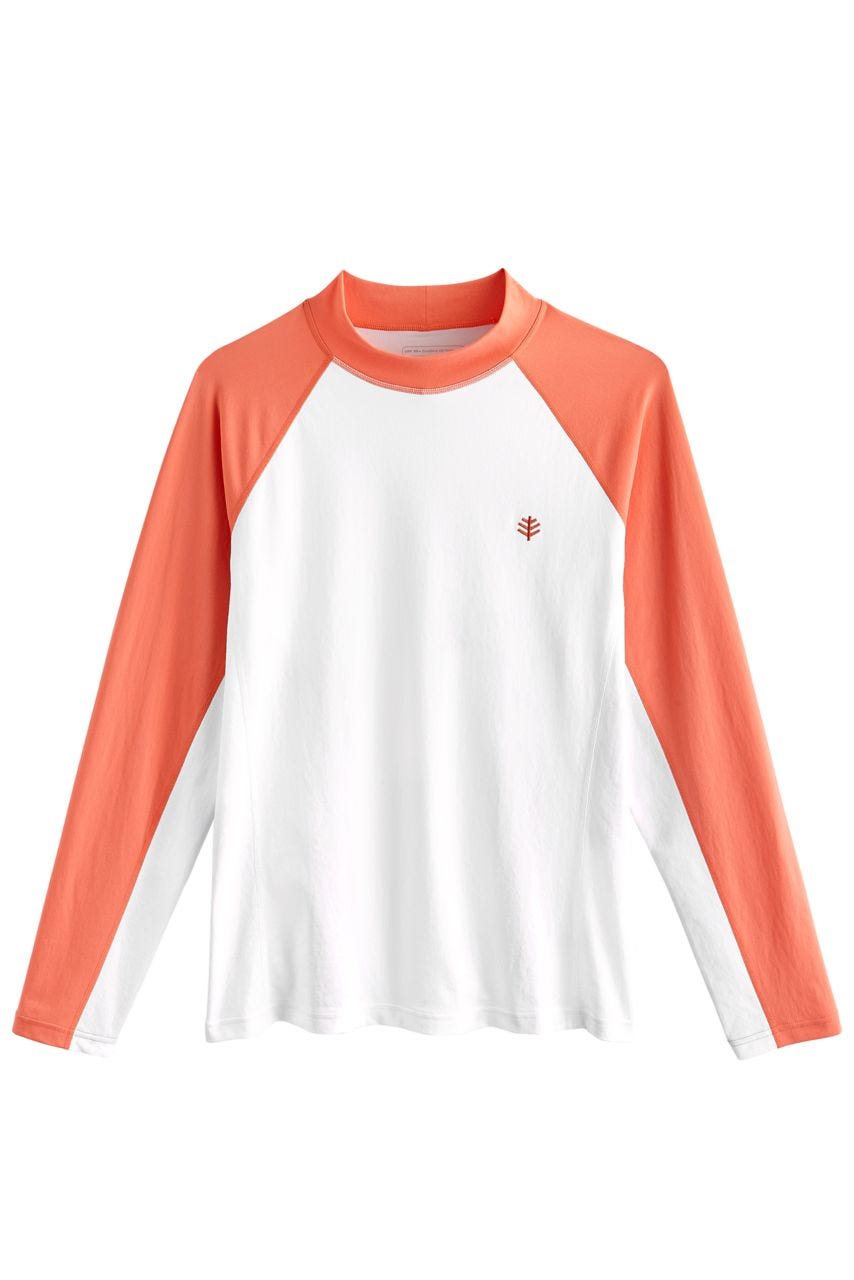 Men's Tulum Long Sleeve Surf Rash Guard | Soft Coral Colorblock UPF 50+