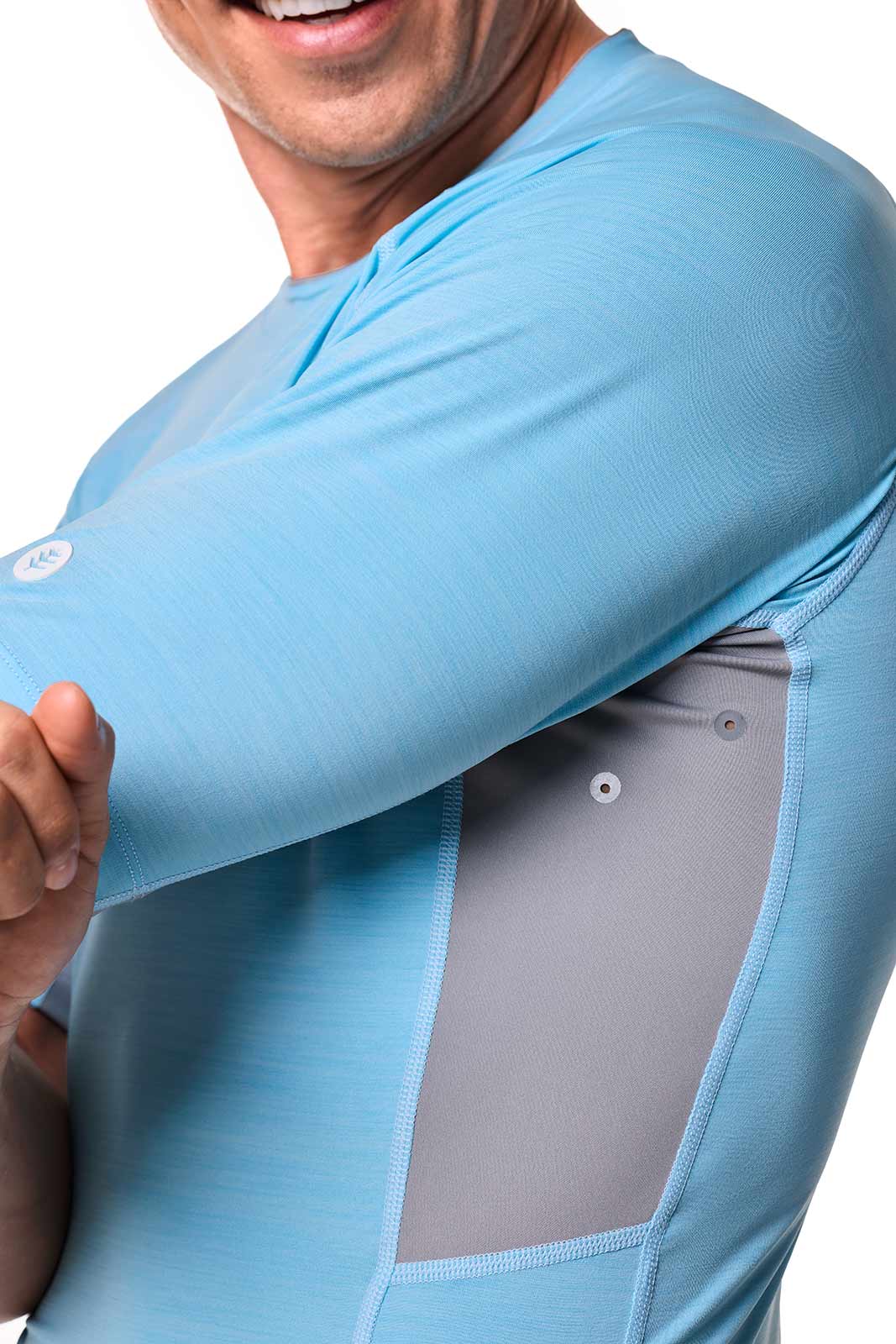 Men's Ultimate Short Sleeve Rash Guard | Arctic Blue Line Texture UPF 50+