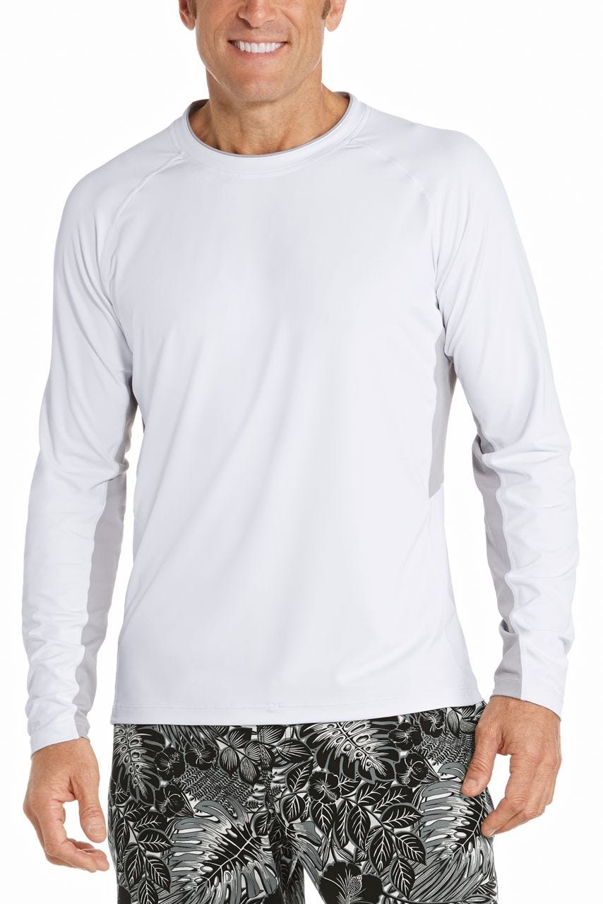 Men's Long Sleeve Rash Guard | White UPF 50+