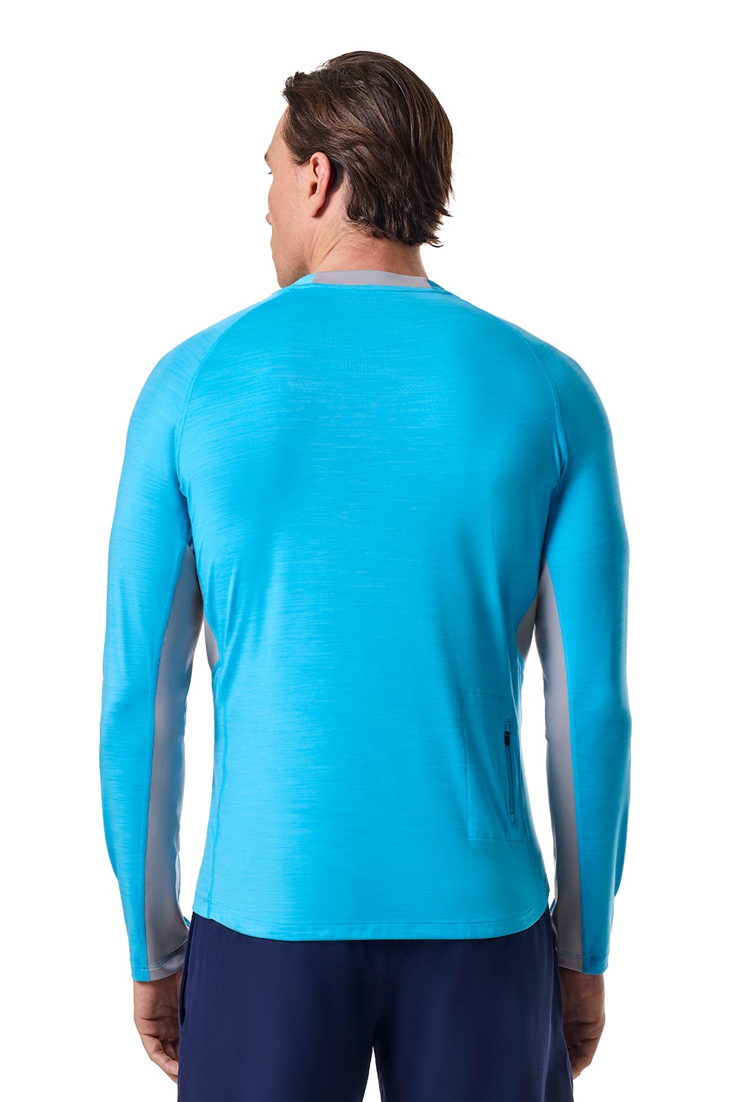 Men's Ultimate Long Sleeve Rash Guard | Arctic Blue Line Texture