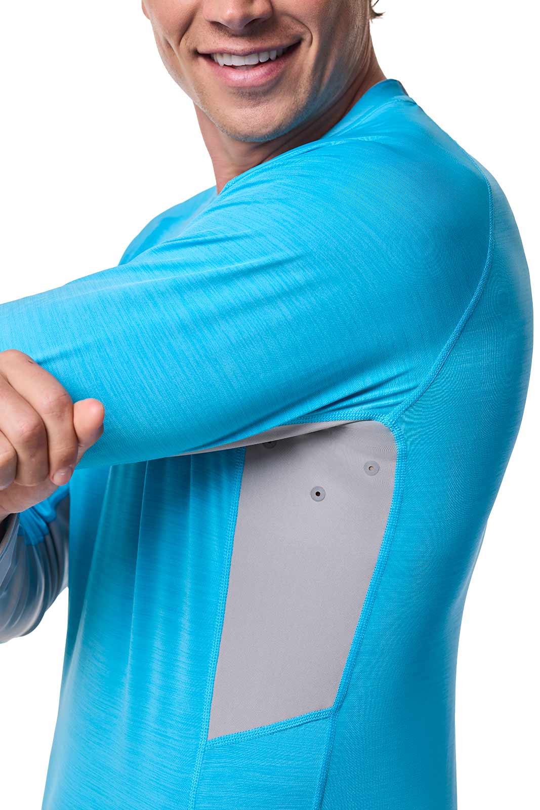 Men's Ultimate Long Sleeve Rash Guard | Arctic Blue Line Texture UPF 50+