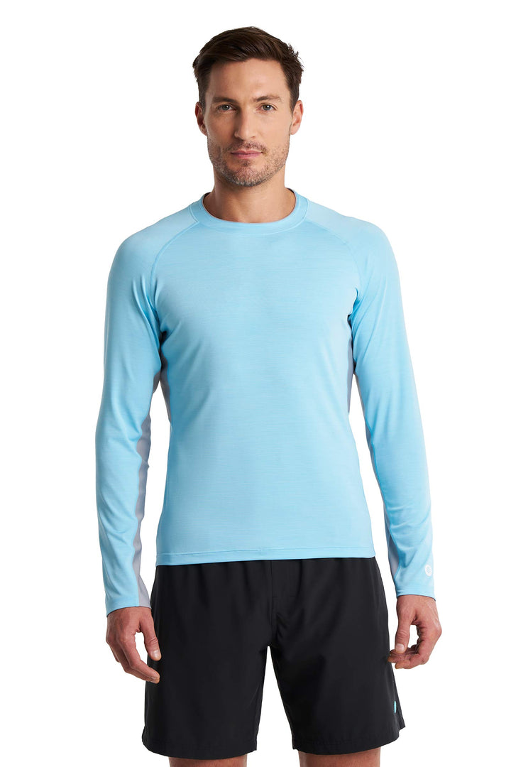 Men's Long Sleeve Rash Guard | Arctic Blue Line Texture