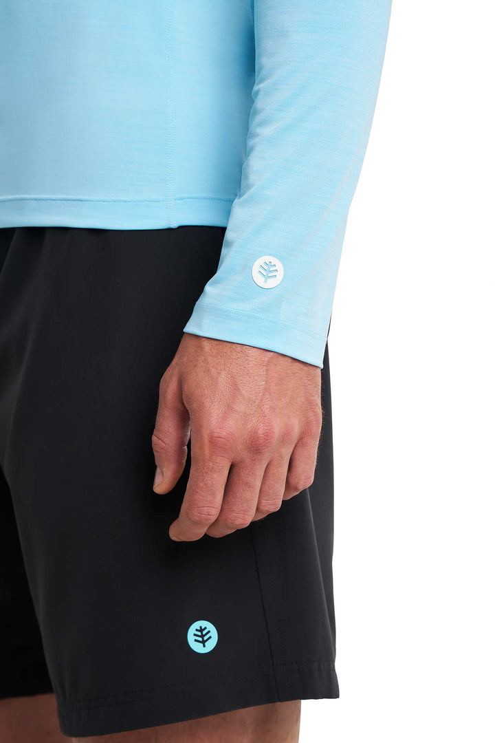 Men's Rash Guard Blue Men's Ultimate Long Sleeve Rash Guard | Arctic Blue Line Texture UPF 50+