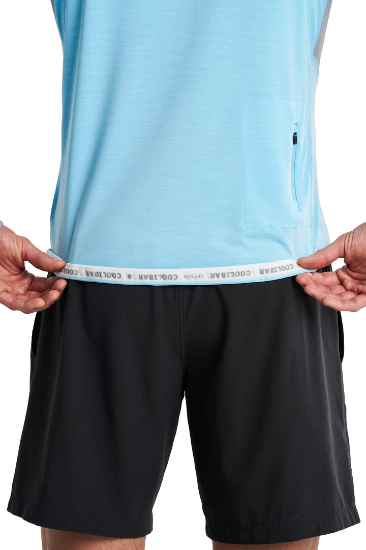 Men's Long Sleeve Rash Guard | Arctic Blue Line Texture