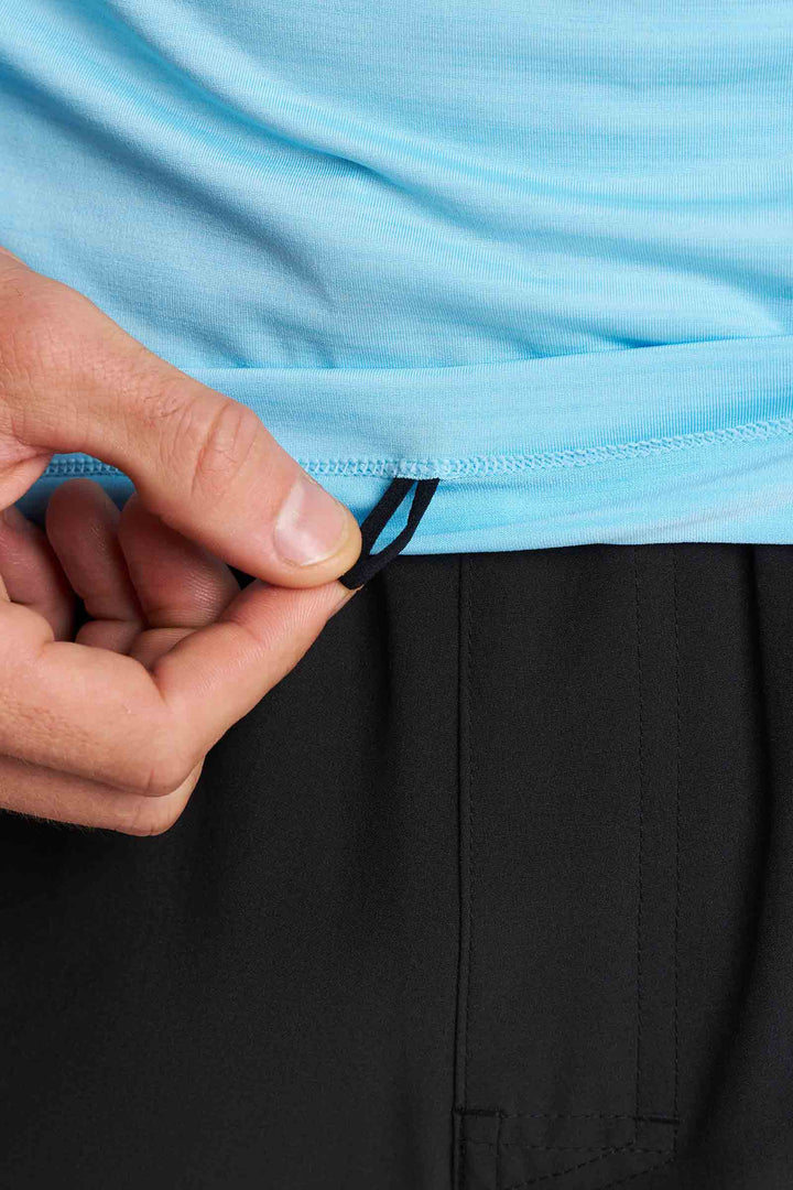 Men's Long Sleeve Rash Guard | Arctic Blue Line Texture