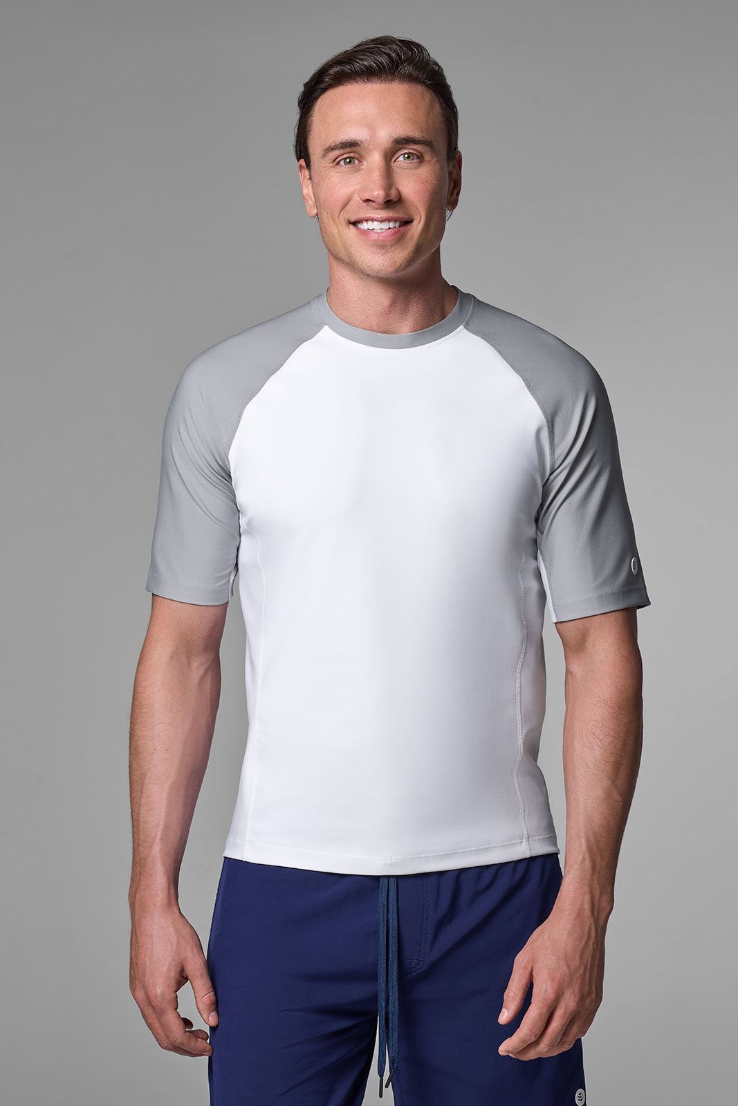 Men's Short Sleeve Swim Shirt | Colorblock Slate UPF 50+
