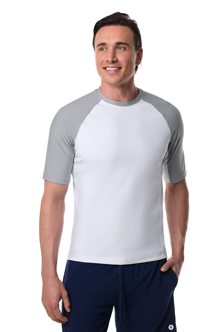 Men's Short Sleeve Swim Shirt | Colorblock Slate UPF 50+