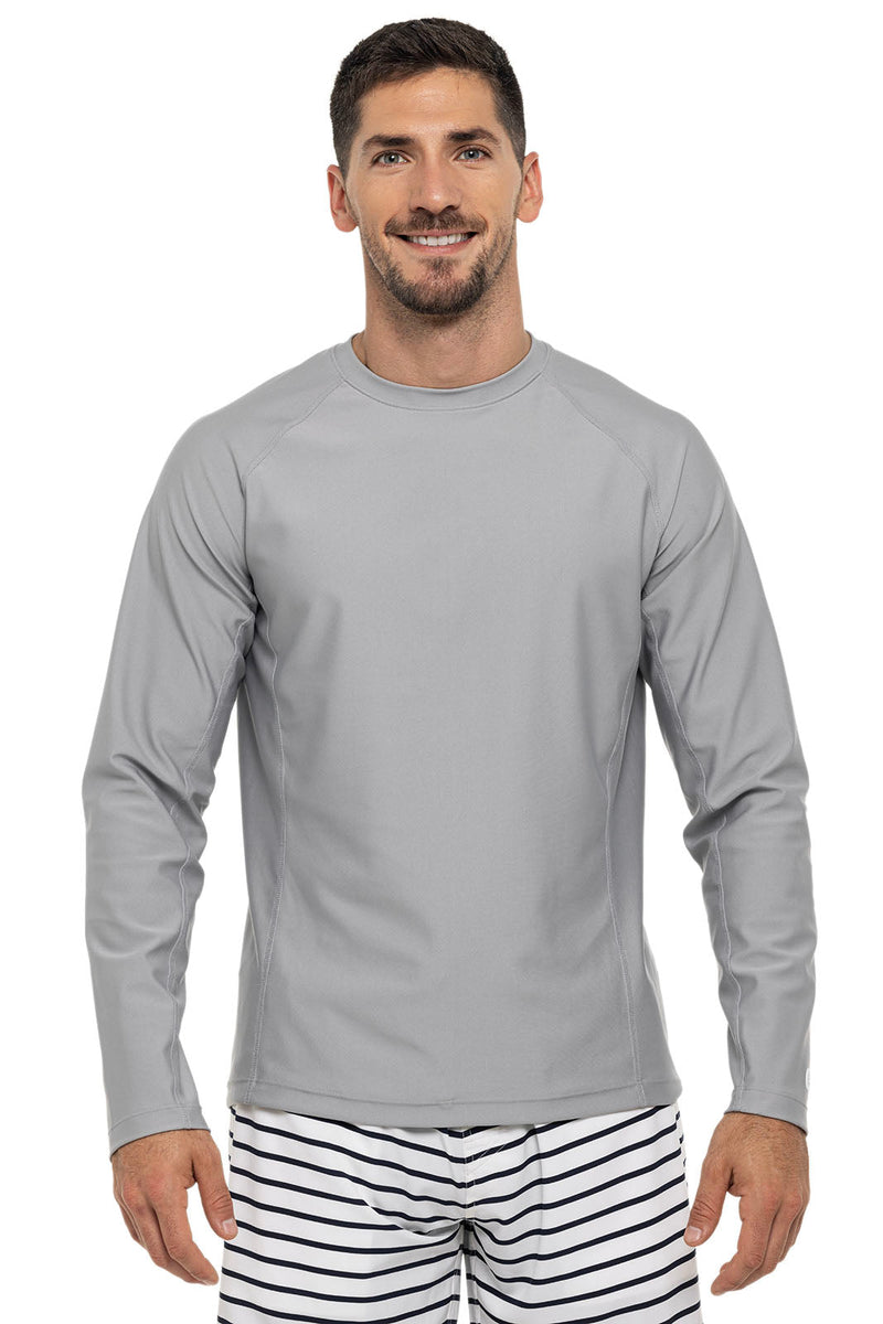 Men's Long Sleeve Swim Shirt | Slate/White Colorblock UPF 50+