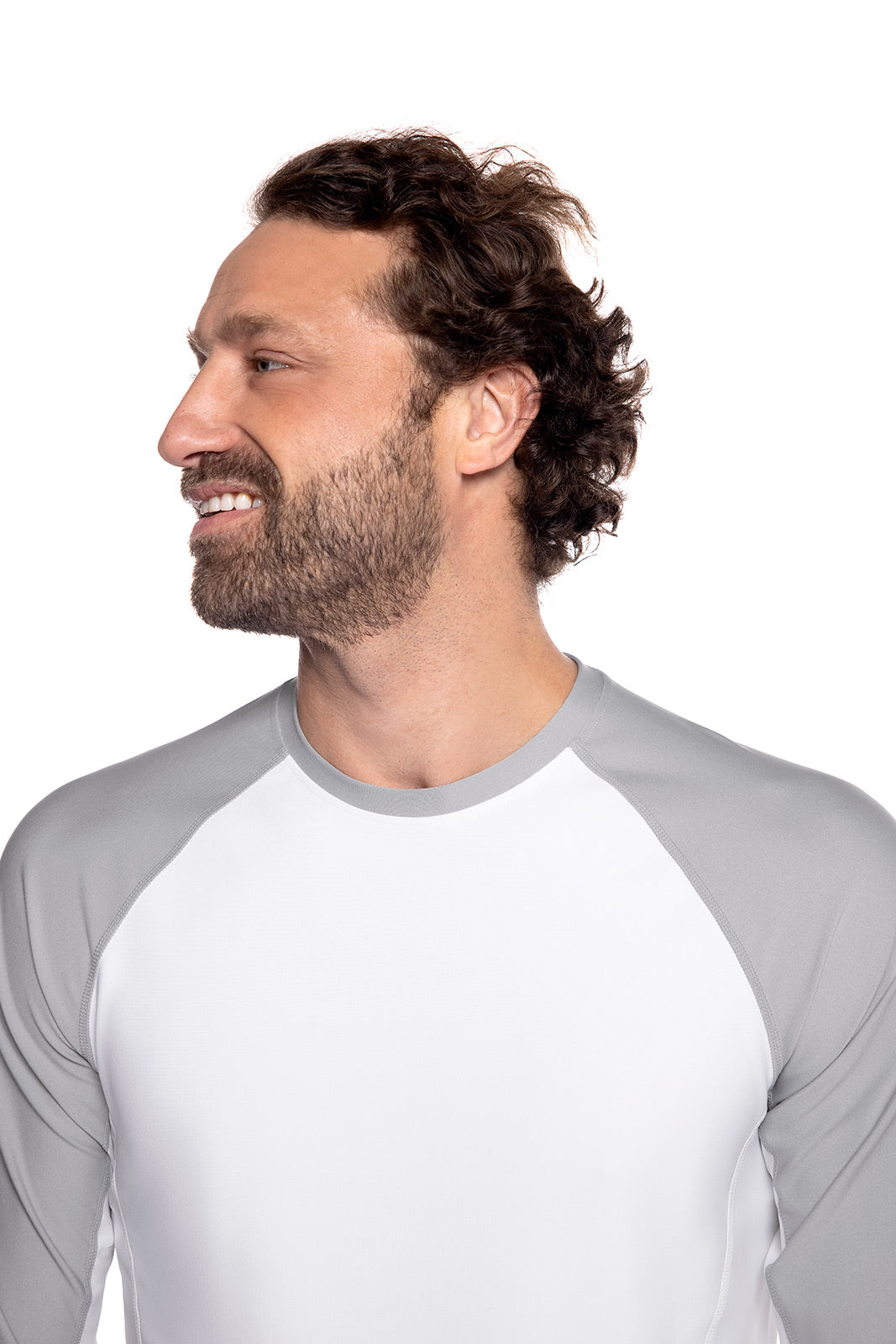 Men's Long Sleeve Swim Shirt | Slate/White Colorblock UPF 50+