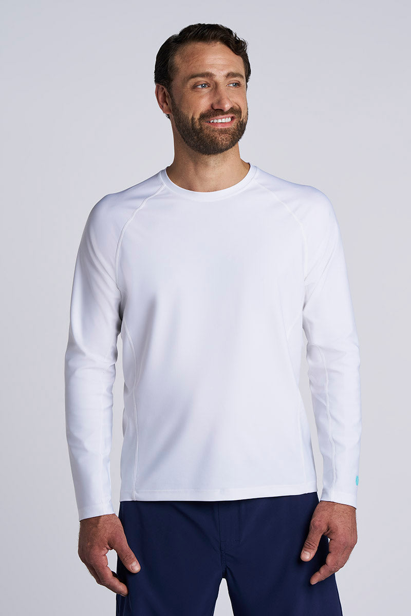Men's Hightide Long Sleeve Swim Shirt | White UPF 50+