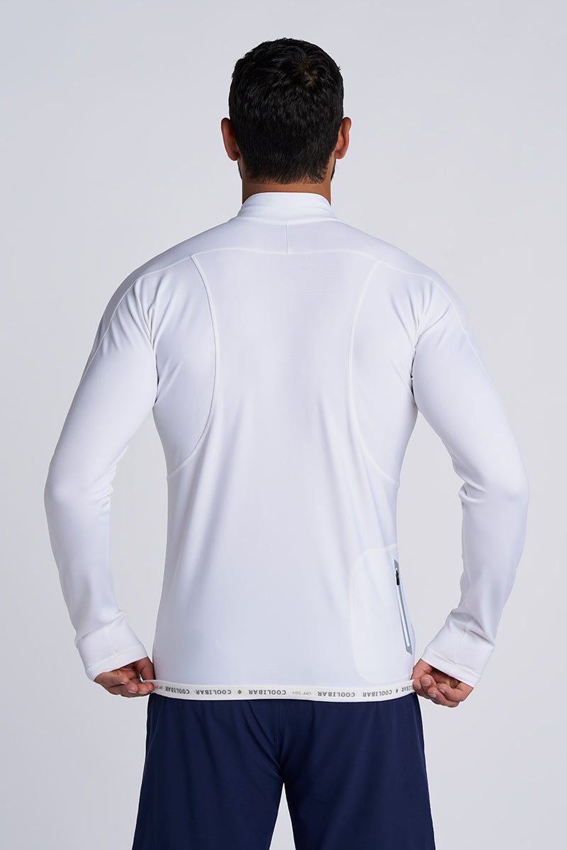 Men's Nocona Zip Rash Guard | White UPF 50+