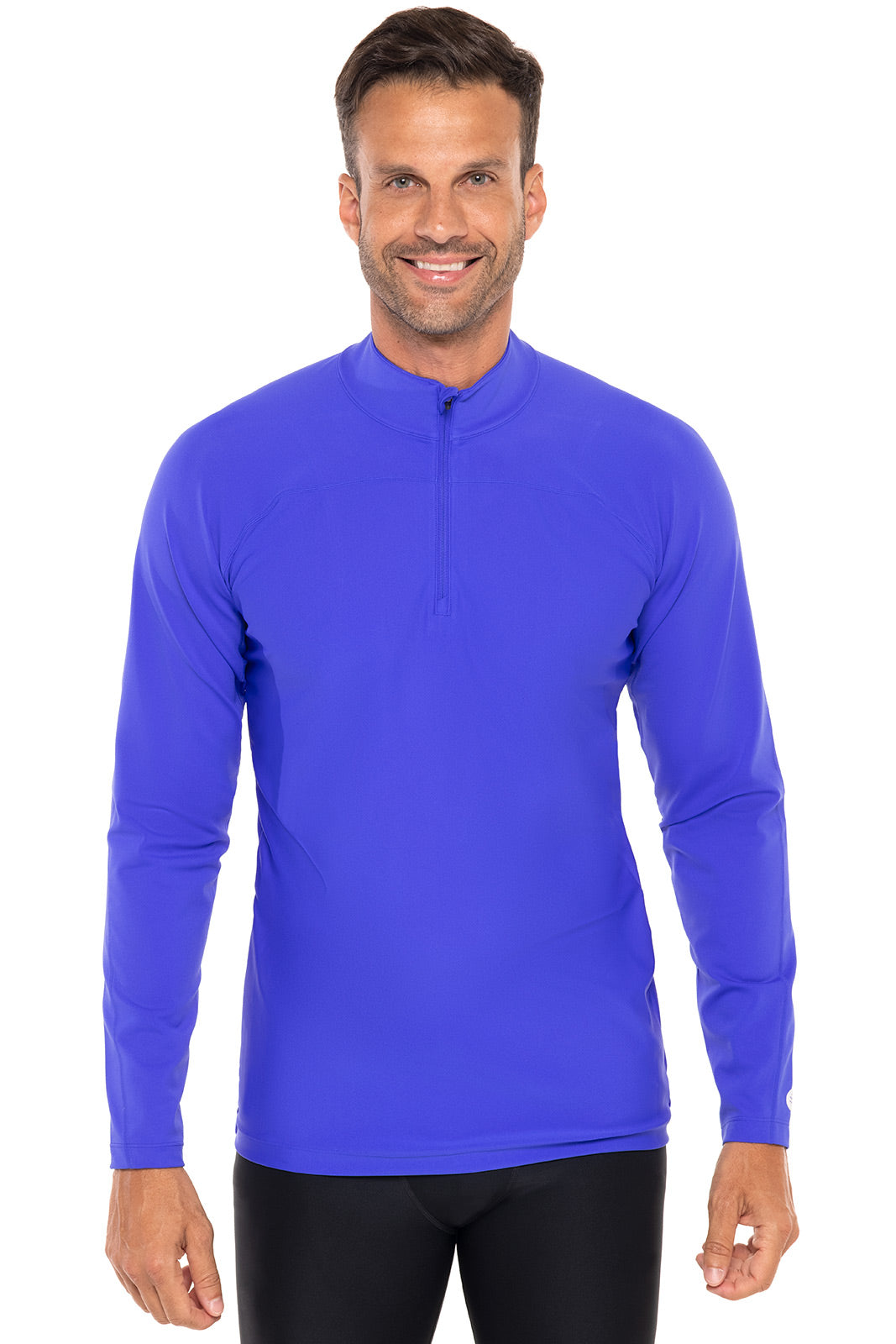 Men's Nocona Zip Rash Guard | Baja Blue UPF 50+