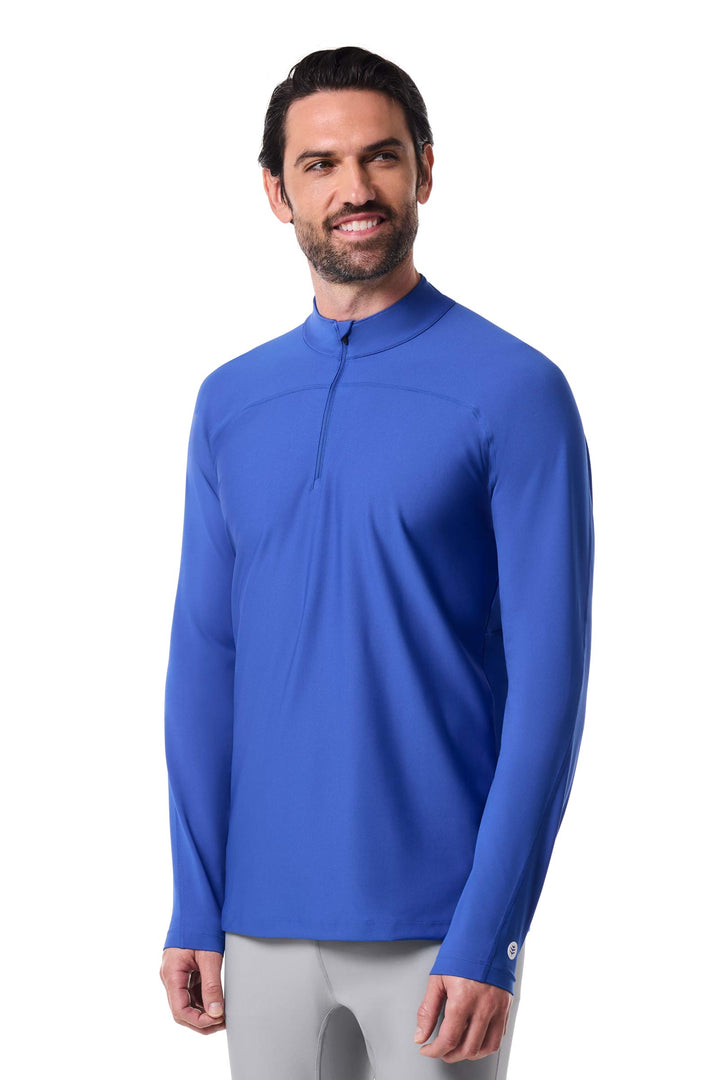 Men's Nocona Zip Rash Guard | Baja Blue UPF 50+