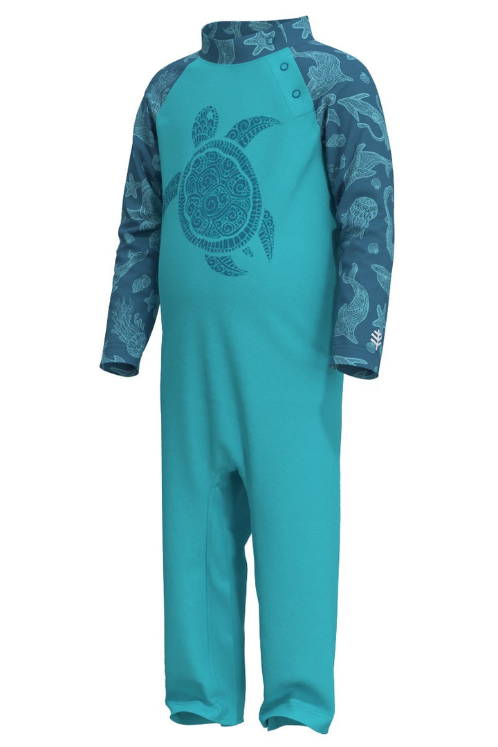 Baby Beach One-Piece Swimsuit | Blue Curacao Swimming Turtle