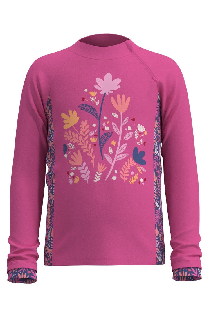 Kids's Zippy Rash Guard | Tulip Pink Blooming Forest