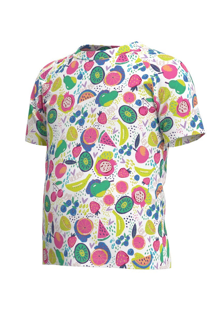 Kid's Surf Short Sleeve Swim Shirt | White Fruit Party