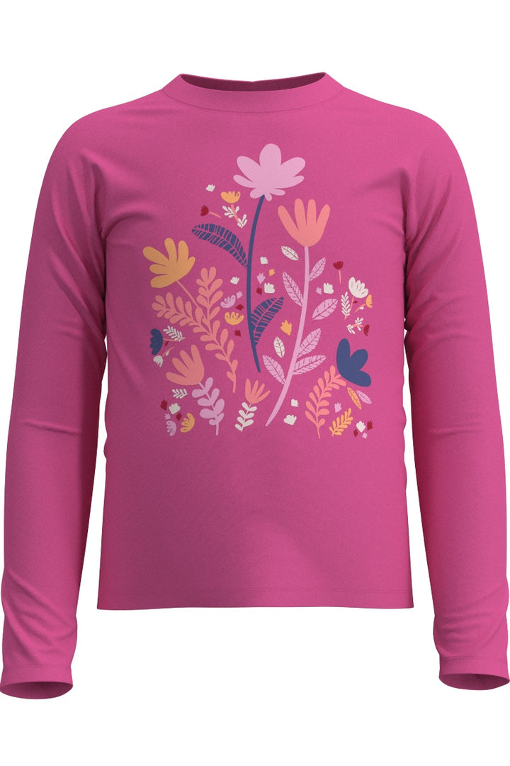 KId's Sandshark Long Sleeve Surf Shirt | Tulip Pink Blooming Forest