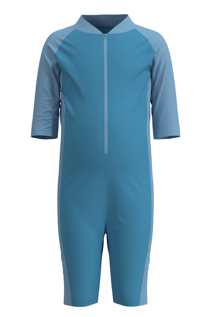 Kid's Neck-to-Knee Swimsuit | Arctic Blue Colorblock