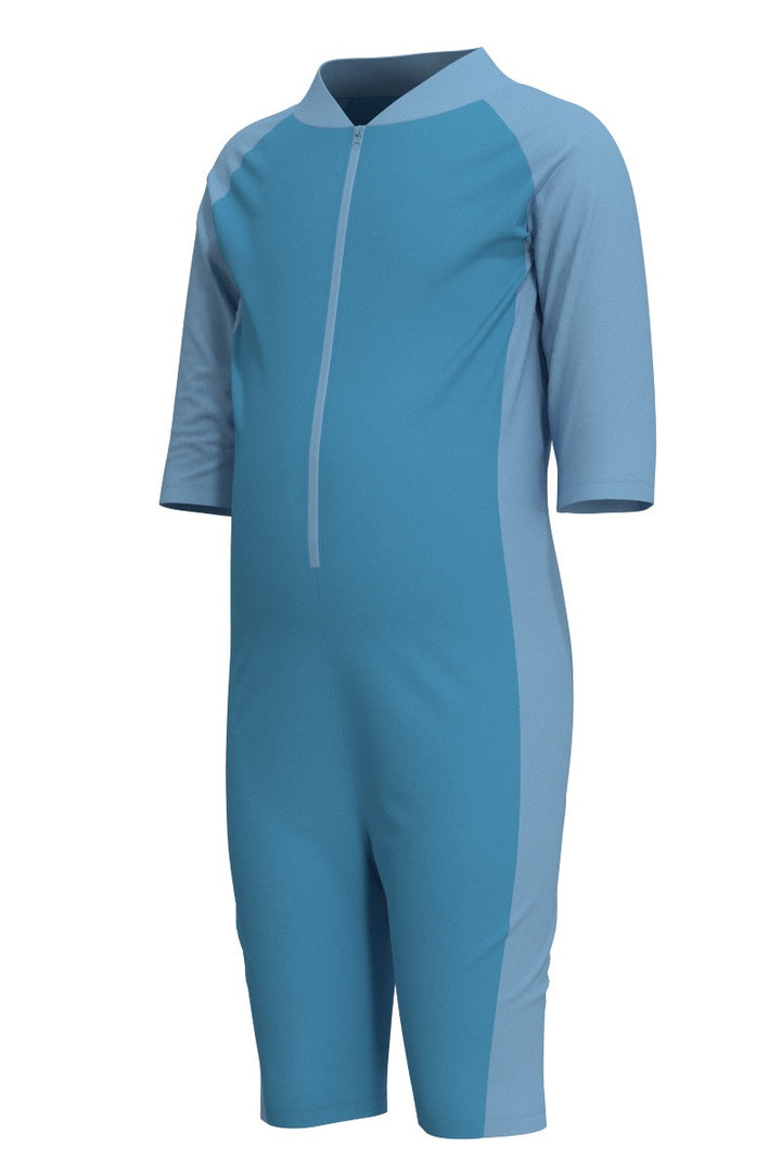 Kid's Neck-to-Knee Swimsuit | Arctic Blue Colorblock