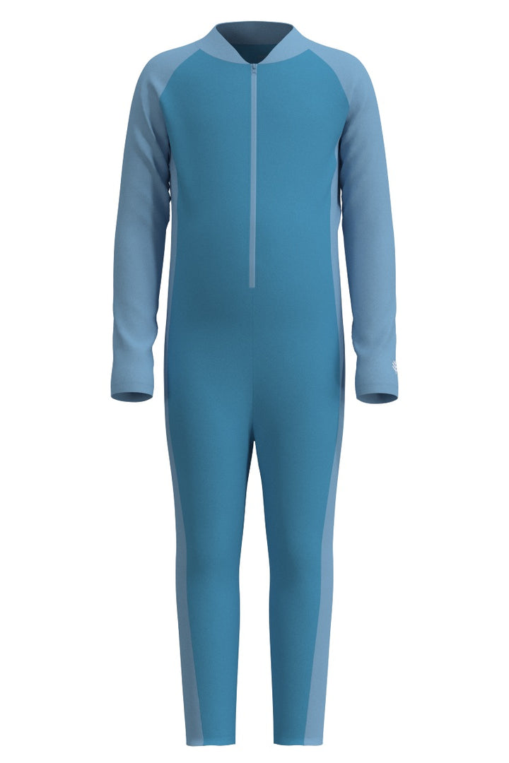 Kids' Neck-to-Ankle Swimsuit | Arctic Blue Colorblock