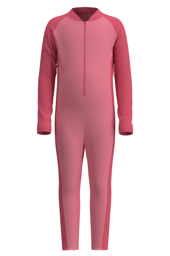 Kids' Neck-to-Ankle Swimsuit | Flamingo Pink Colorblock