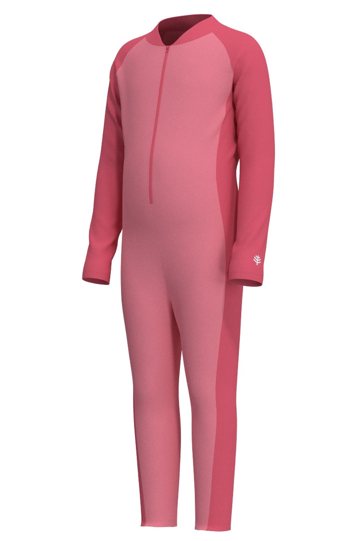 Kids' Neck-to-Ankle Swimsuit | Flamingo Pink Colorblock