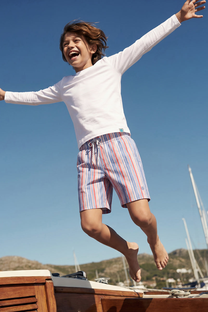 Boy's Island Swim Trunks | Malibu Blue Shell UPF 50+