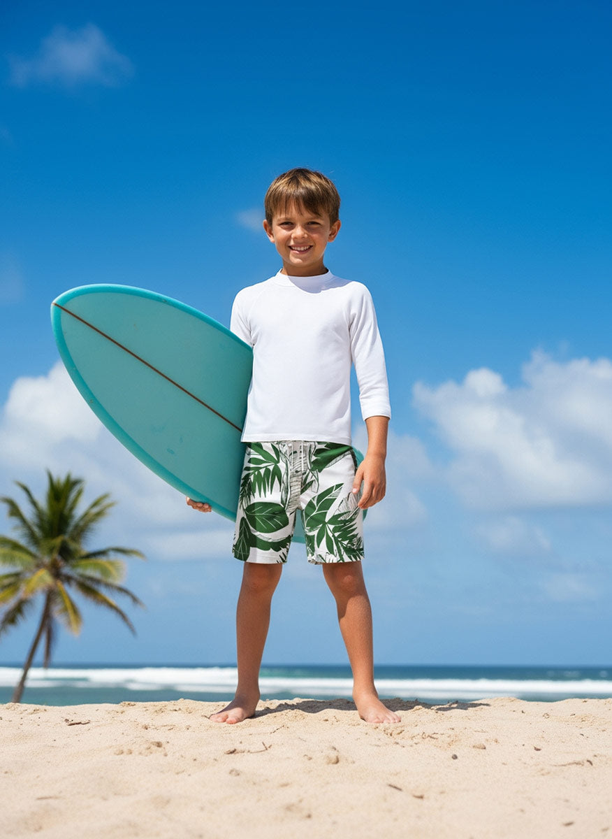 Boy's Island Swim Trunks | Malibu Blue Shell UPF 50+