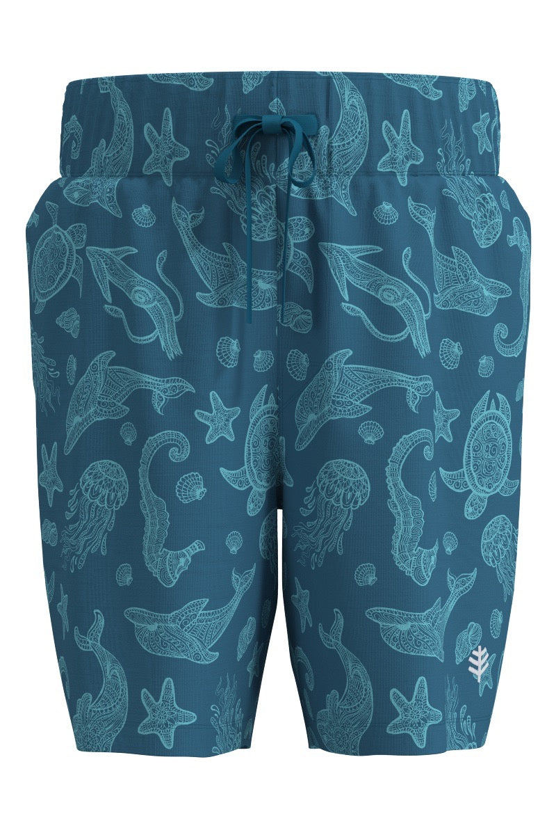 Boy's Island Swim Trunks | Malibu Blue Shell UPF 50+