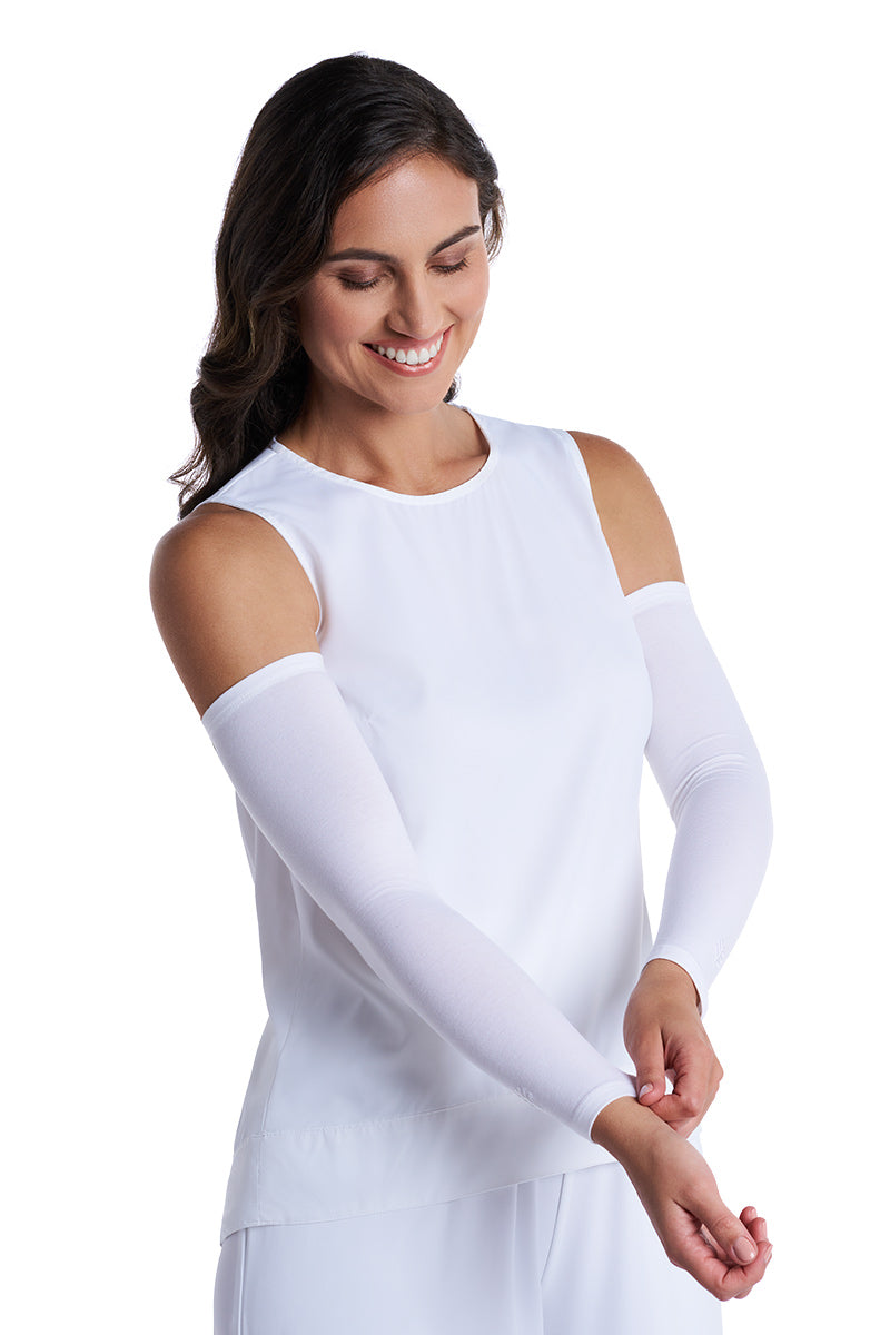 Women's Navagio Arm Sleeves | White UPF 50+