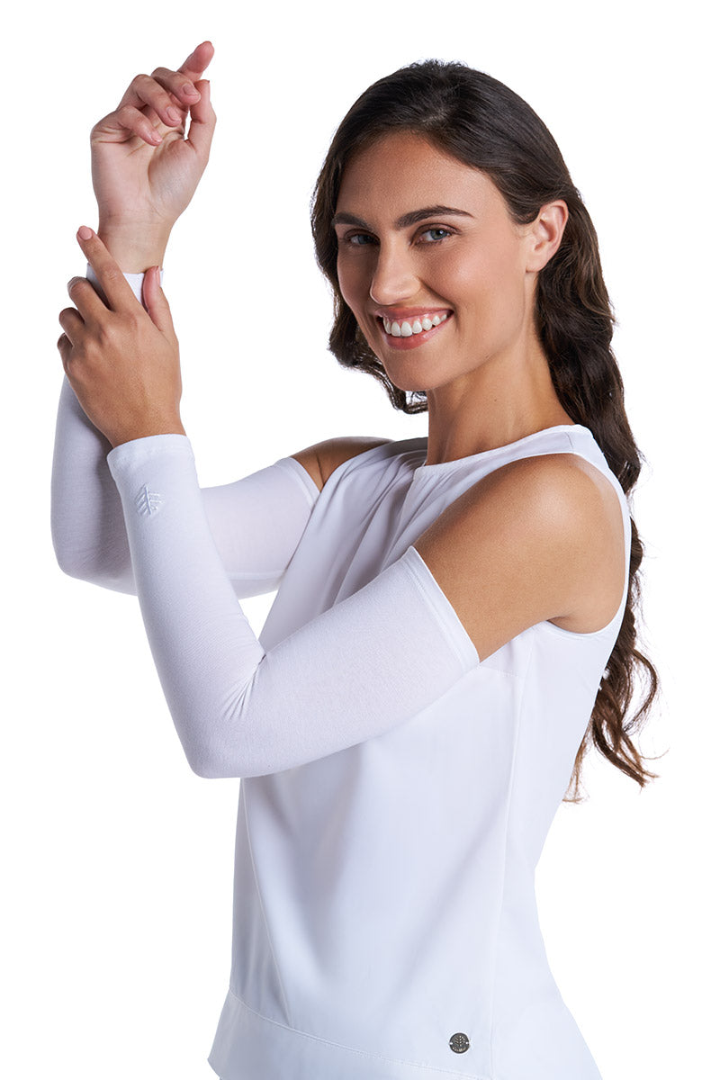 Women's Navagio Arm Sleeves | White UPF 50+