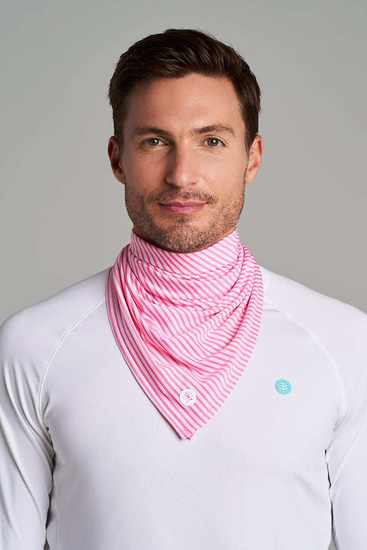 Unisex Performance Sun Bandana | Flamingo Pink/White Stripe