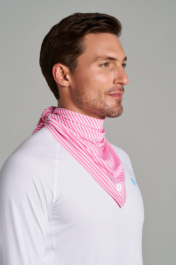 Unisex Performance Sun Bandana | Flamingo Pink/White Stripe