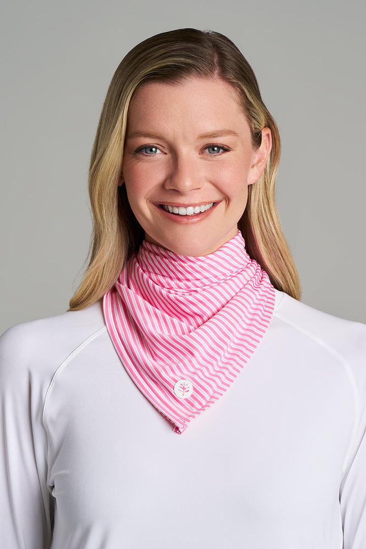 Unisex Performance Sun Bandana | Flamingo Pink/White Stripe