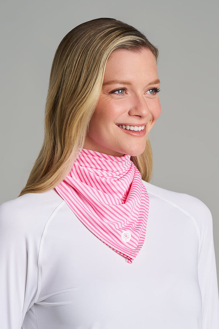 Unisex Performance Sun Bandana | Flamingo Pink/White Stripe