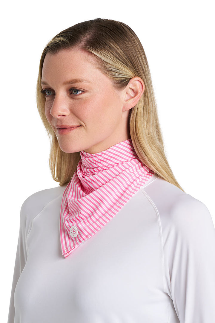 Unisex Performance Sun Bandana | Flamingo Pink/White Stripe
