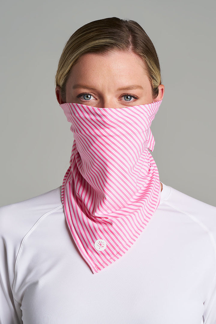 Unisex Performance Sun Bandana | Flamingo Pink/White Stripe