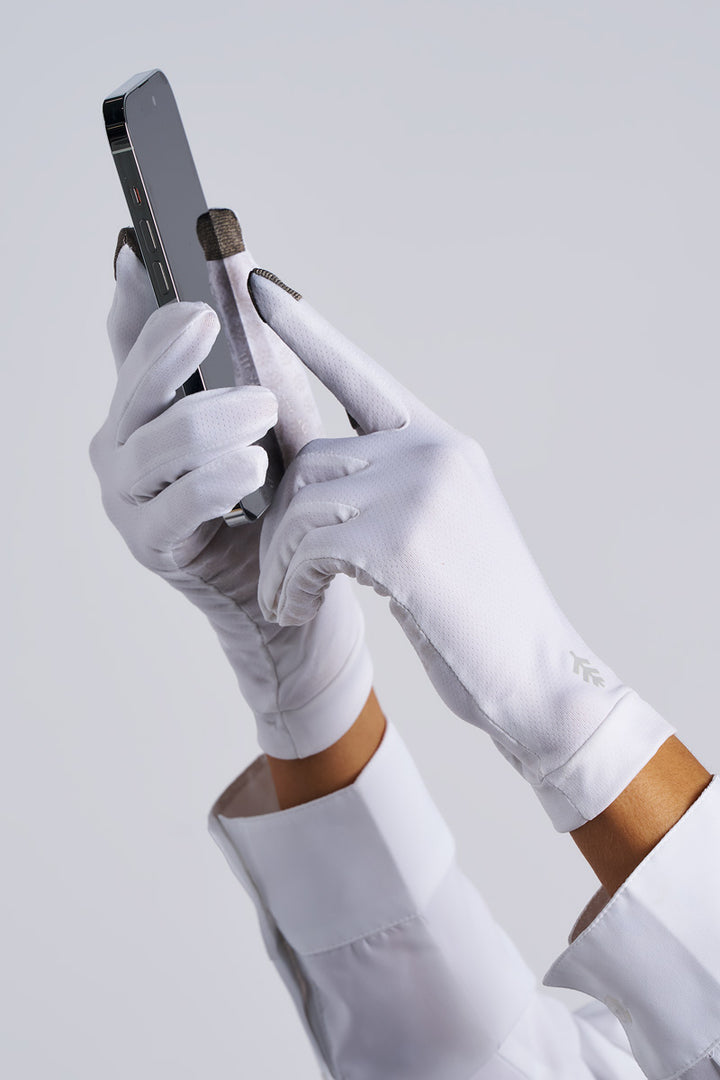 Full Finger UV Sun Gloves | White