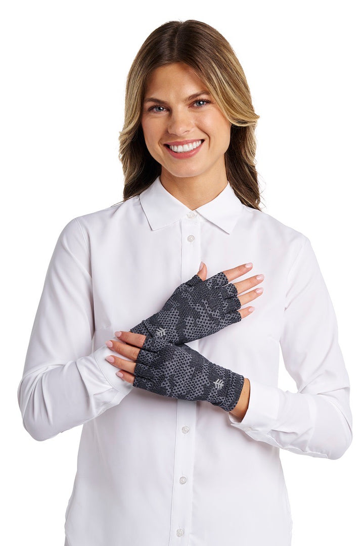 Fingerless UV Sun Gloves | Charcoal Coolibar Camo