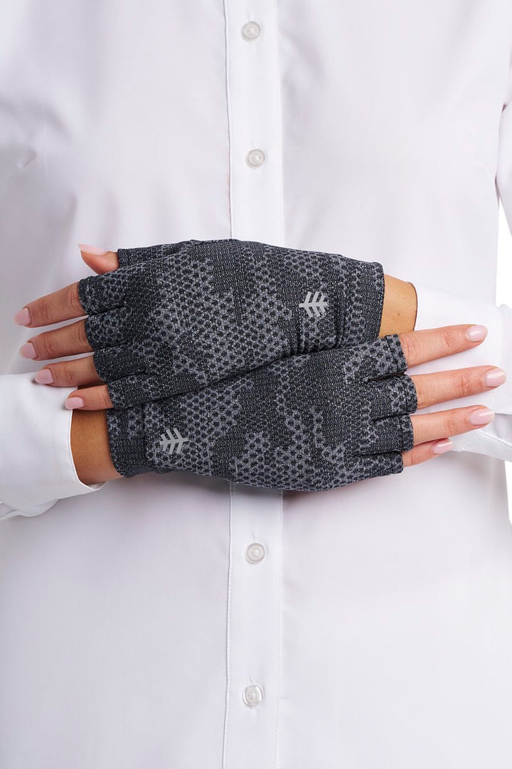 Fingerless UV Sun Gloves | Charcoal Coolibar Camo