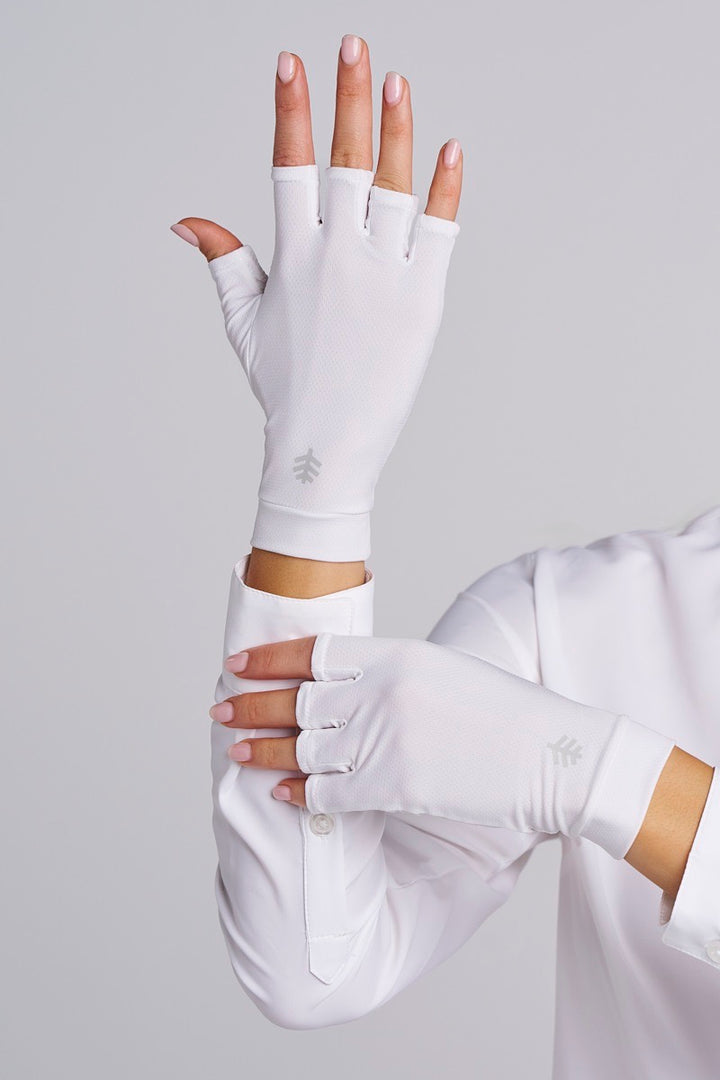 Fingerless UV Sun Gloves | White