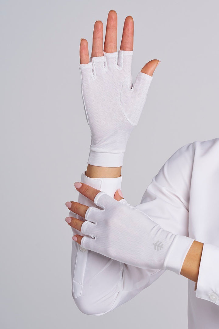 Fingerless UV Sun Gloves | White