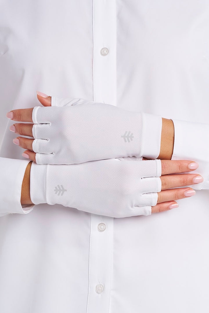 Fingerless UV Sun Gloves | White